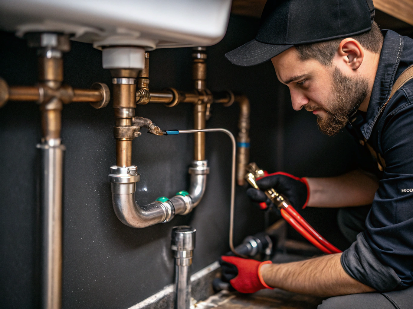 Professional plumbing rough-in process